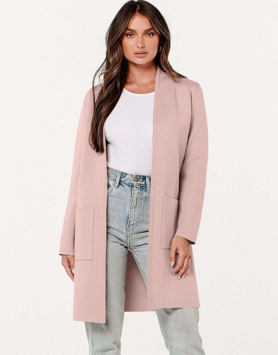 ANRABESS Cardigan Sweater for Women Casual 2023 Fall Winter Fashion Coat Long Sleeve Open Front Knit Coatigan Clothes