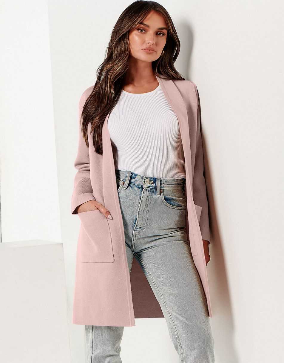 ANRABESS Cardigan Sweater for Women Casual 2023 Fall Winter Fashion Coat Long Sleeve Open Front Knit Coatigan Clothes