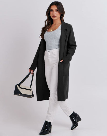 ANRABESS Cardigan for Women Oversized Open Front Sweater Coat Long Sleeve Lapel Blazer Jacket Fall Outwear Coatigan