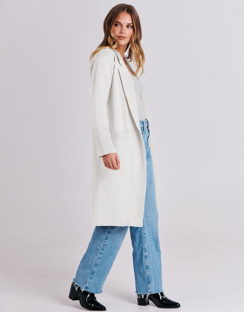ANRABESS Cardigan for Women Oversized Open Front Sweater Coat Long Sleeve Lapel Blazer Jacket Fall Outwear Coatigan