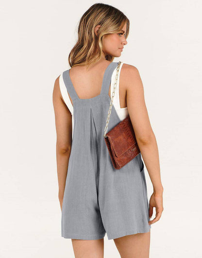 ANRABESS Casual Adjustable Strap Linen Short Bib Overalls Jumpsuit Rompers