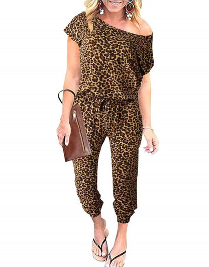 ANRABESS Casual Off Shoulder Elastic Waist Stretchy Long Romper Jumpsuit