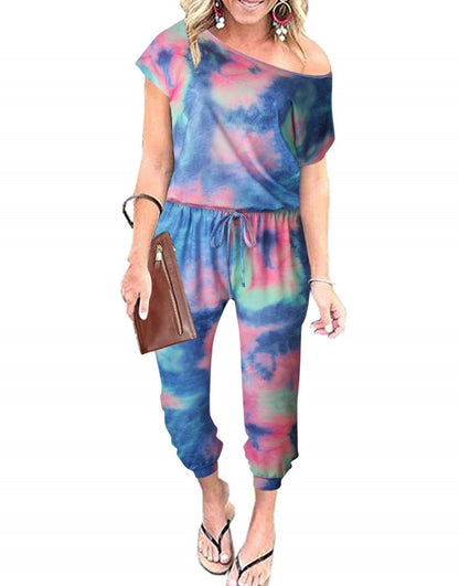 ANRABESS Casual Off Shoulder Elastic Waist Stretchy Long Romper Jumpsuit