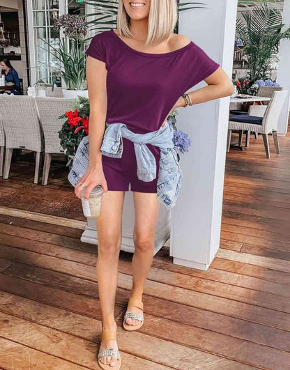 ANRABESS Casual Off Shoulder Elastic Waist Stretchy Long Romper Jumpsuit