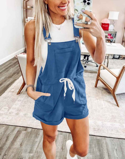 ANRABESS Casual Straps Short Bib Overalls Basic  Drawstring Romper Jumpsuits