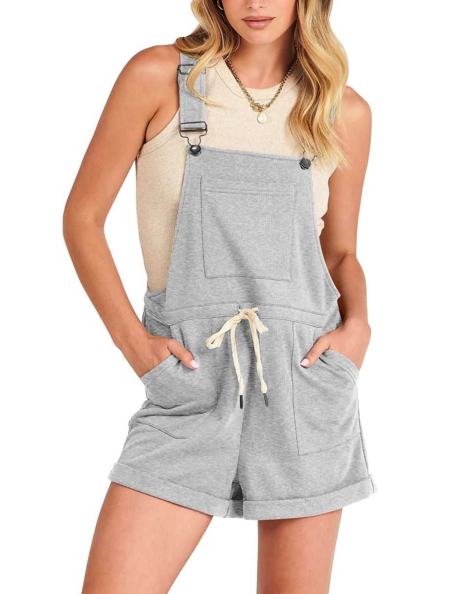 ANRABESS Casual Straps Short Bib Overalls Basic  Drawstring Romper Jumpsuits