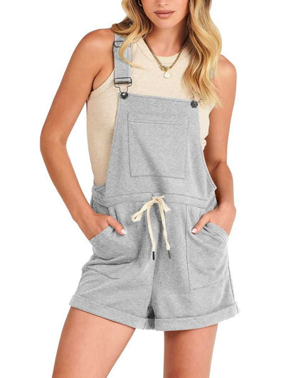 ANRABESS Casual Straps Short Bib Overalls Basic  Drawstring Romper Jumpsuits