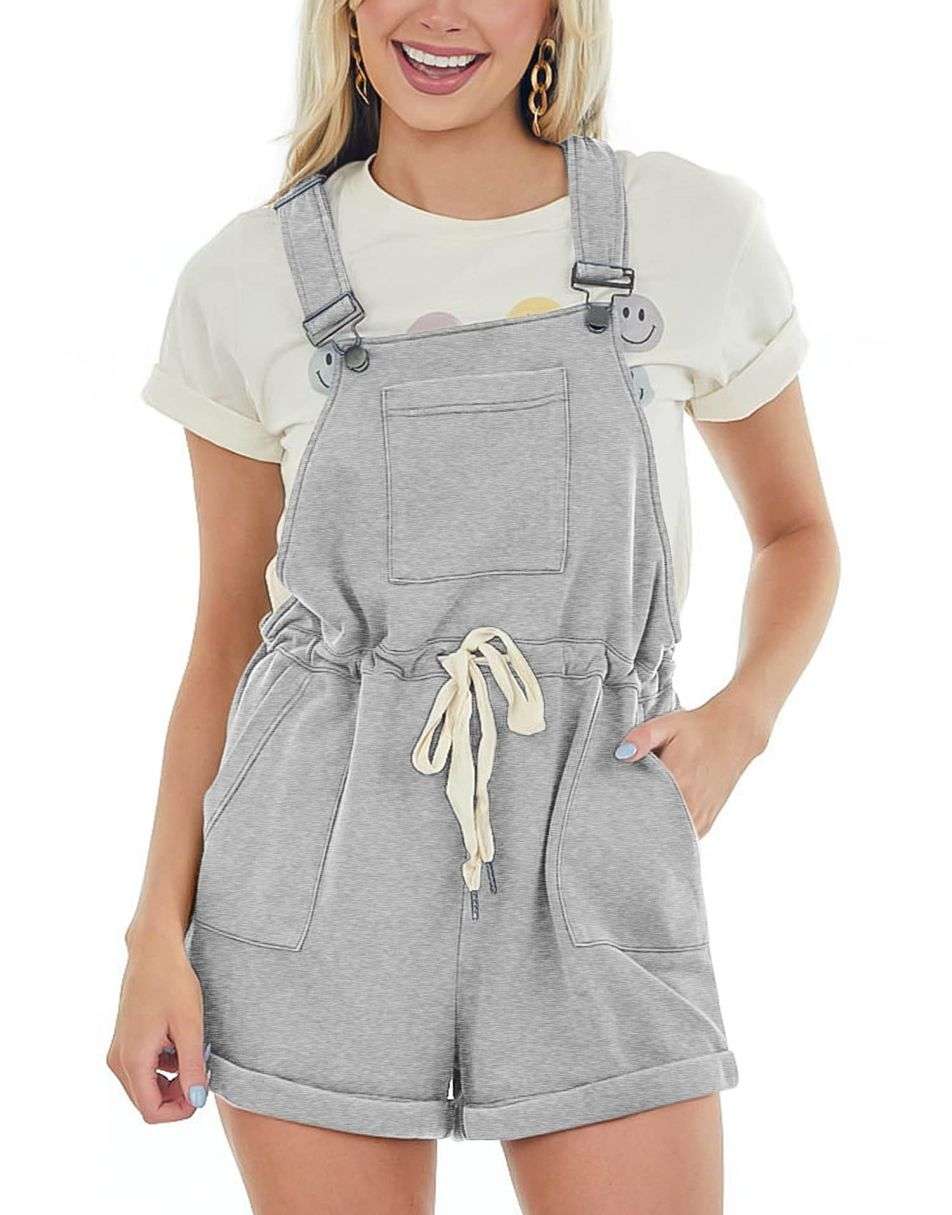ANRABESS Casual Straps Short Bib Overalls Basic  Drawstring Romper Jumpsuits