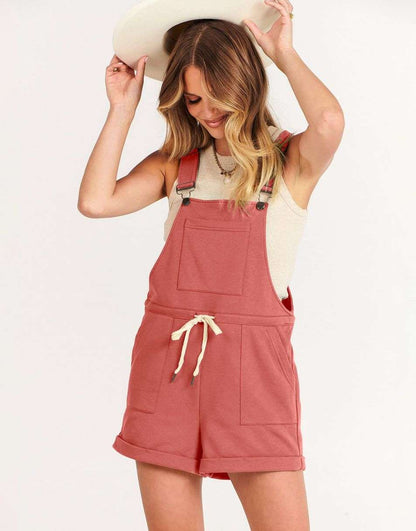 ANRABESS Casual Straps Short Bib Overalls Basic  Drawstring Romper Jumpsuits