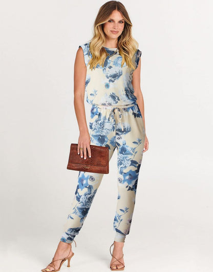 ANRABESS Crewneck Sleeveless Stretchy Jumpsuits Rompers with Pockets