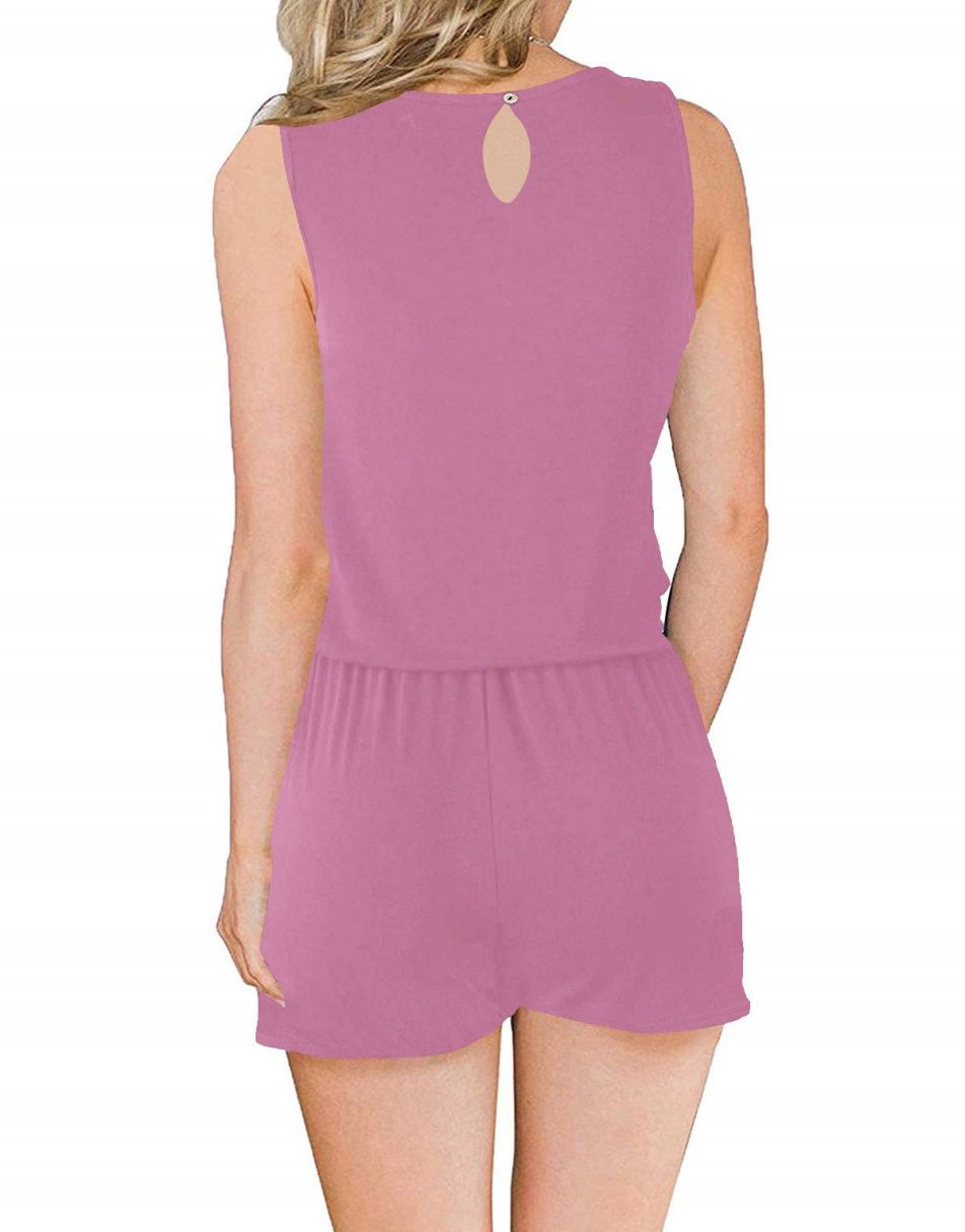 ANRABESS Scoop Neck Sleeveless Tank Top Short Jumpsuit Rompers with Pockets