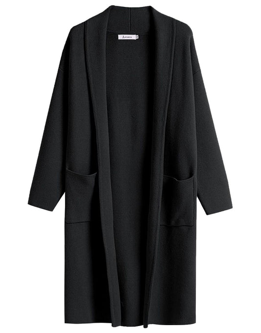 ANRABESS Women's 2023 Fall Cardigan Sweater Long Sleeve Open Front Lapel Coat Casual Knit Coatigan Jacket with Pockets