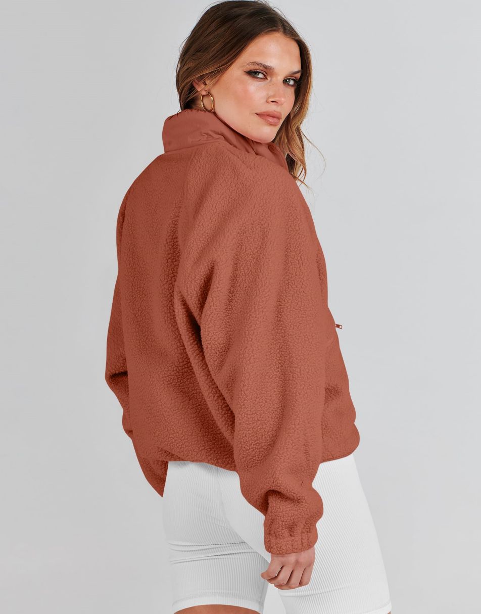 ANRABESS Womens Fleece Jacket Button Down Shacket Casual Sherpa Cropped Coats Warm Outwear with Pockets