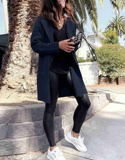 ANRABESS Women's Open Front Knit Cardigan Long Sleeve Lapel Casual Solid Classy Sweater Jacket