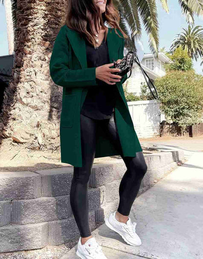 ANRABESS Women's Open Front Knit Cardigan Long Sleeve Lapel Casual Solid Classy Sweater Jacket