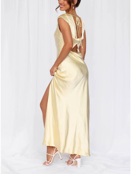 Spring and summer fishtail dress, mid-length dress