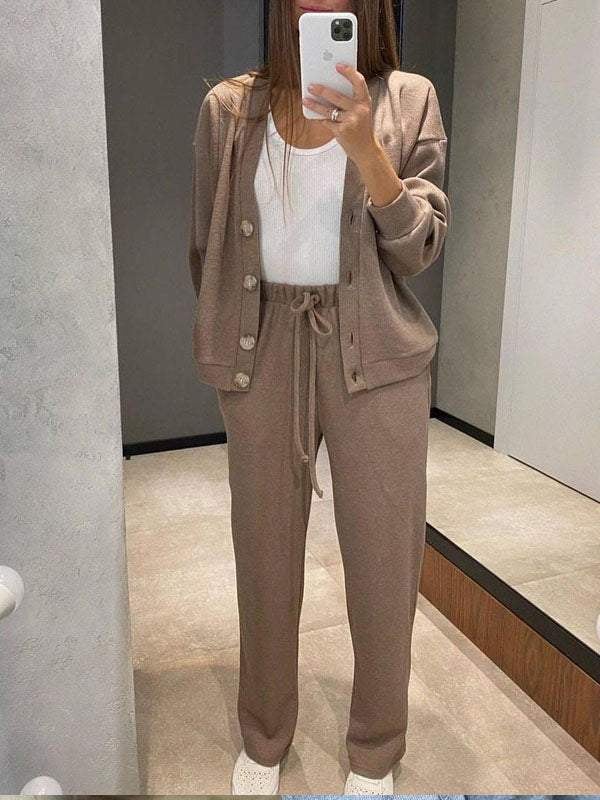 Women's Buttoned Jacket and Pants Two-piece Set (Buy 2 Free Shipping)