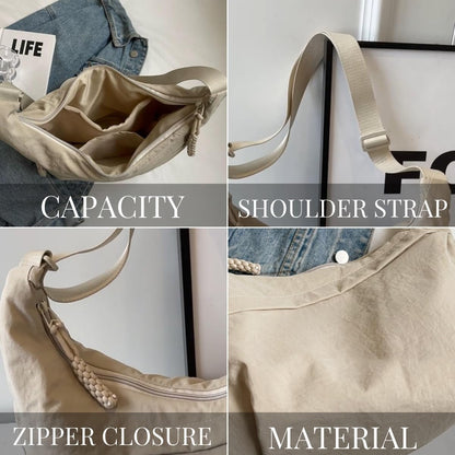Designer Direct Sales Women's Fashion Plain Color Nylon Crossbody Hobo Bag