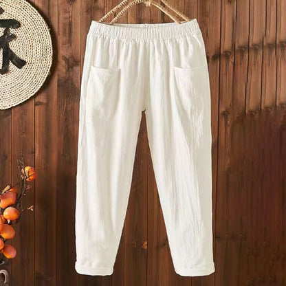 Vintage Pockets Comfy Cotton Linen Pants