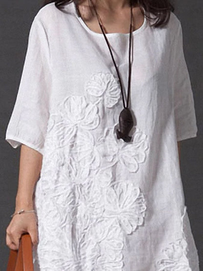 Loose Embroidered Solid Dress