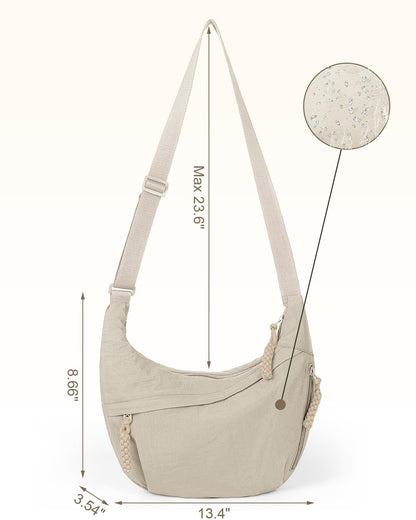 Designer Direct Sales Women's Fashion Plain Color Nylon Crossbody Hobo Bag