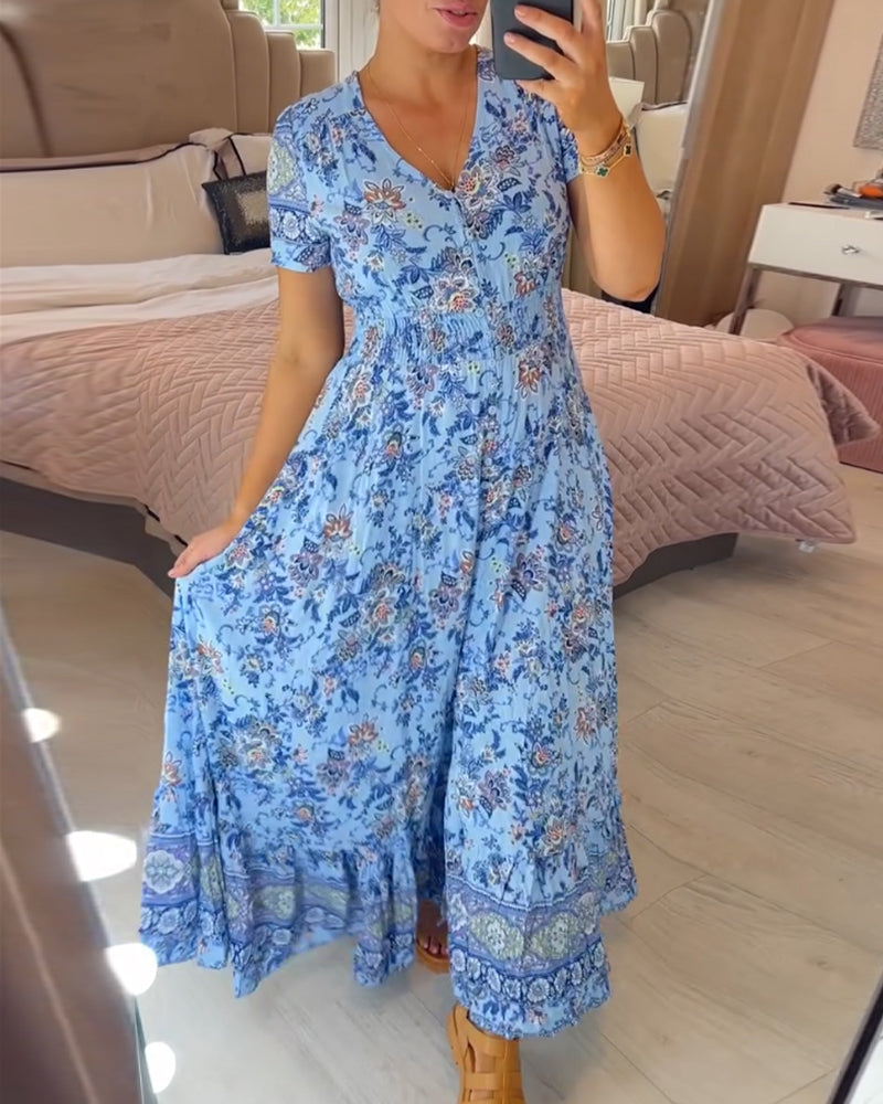 (💃Hot Sale - 45% OFF🔥)Floral print v-neck dress