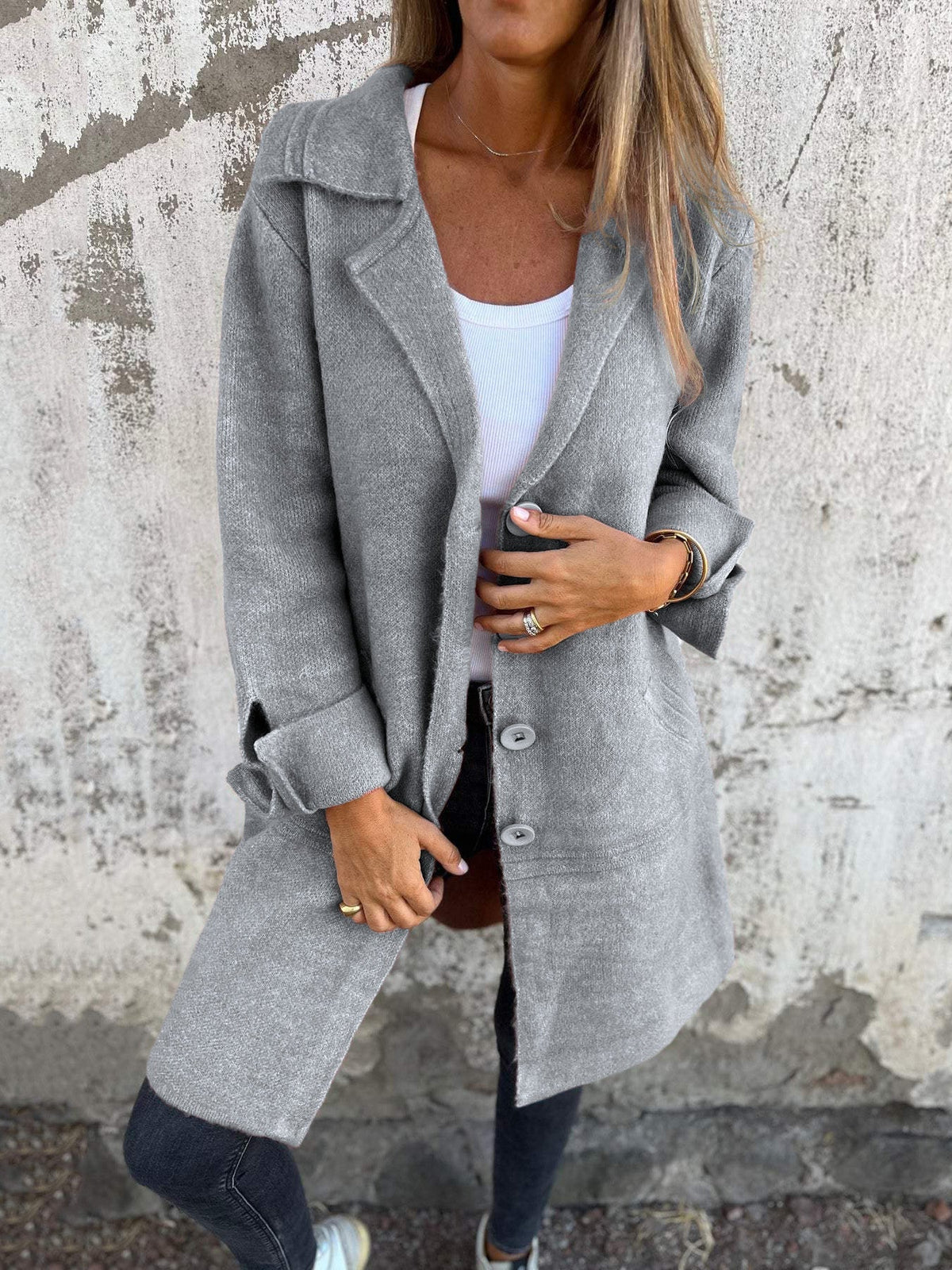 Casual Lapel Wool Single Breasted Long Coat(BUY 2 FREE SHIPPING)